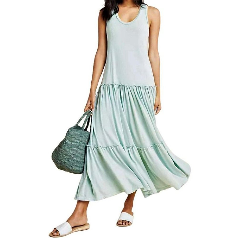 Sundry Tiered Mint Maxi Dress Racerback Sleeveless NWT